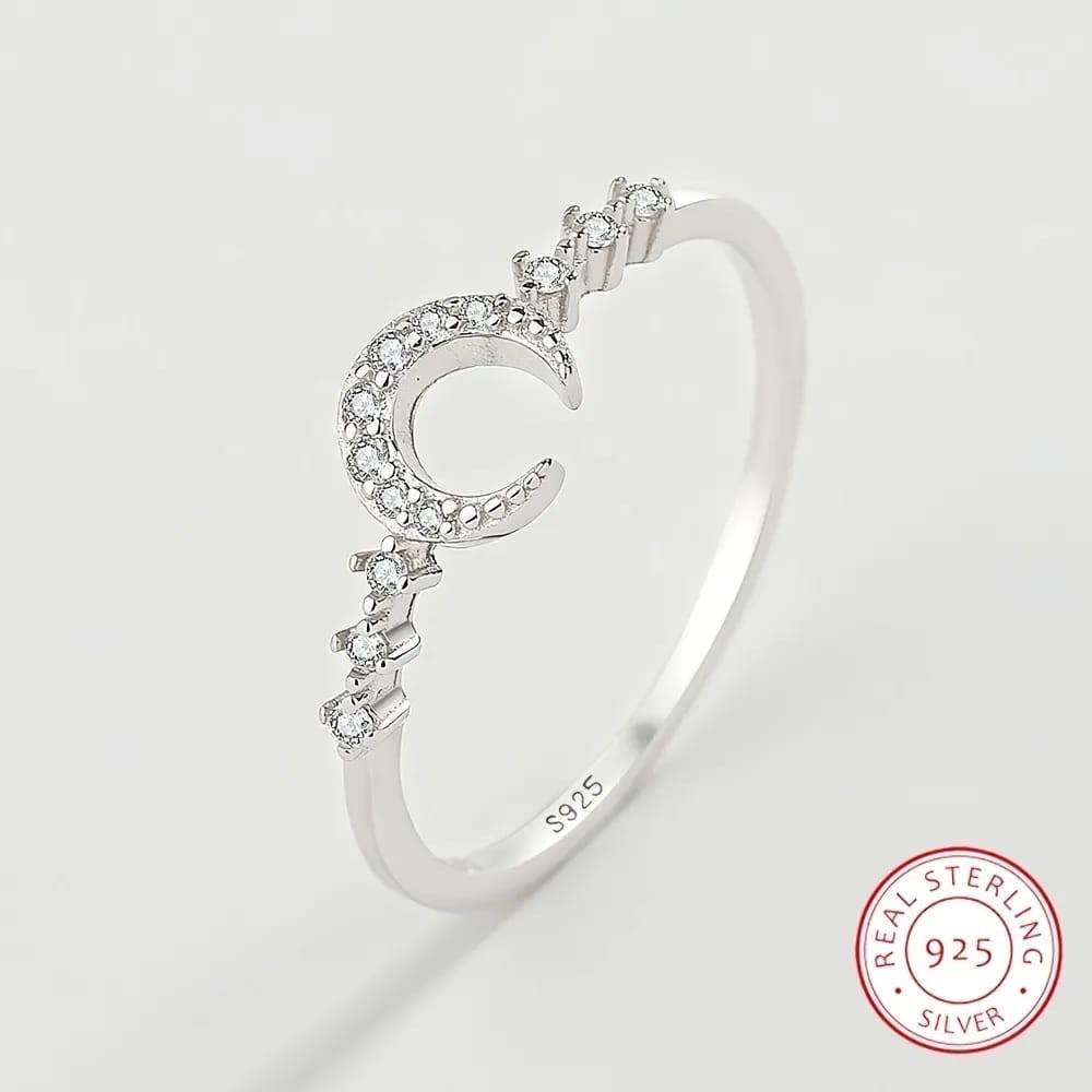 925 Crescent Moon CZ Ring